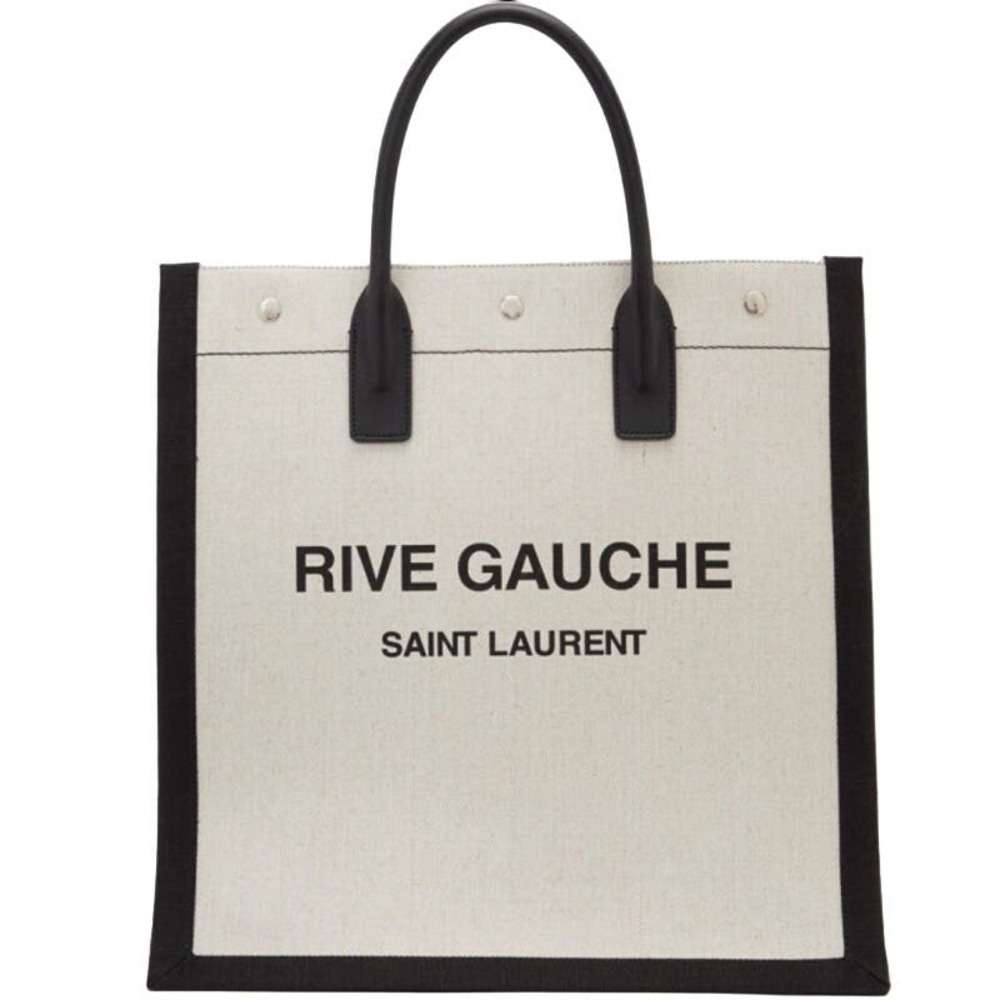 $1890 NEW SAINT LAURENT YSL SUMMER LINEN CANVAS RIVE GAUCHE TOTE BAG - Picture 1 of 16